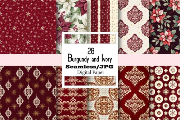 Burgundy and Ivory Patterns: A Versatile Design Asset