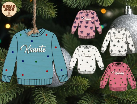 Cozy Christmas Sweater Ornament SVG Cut Files