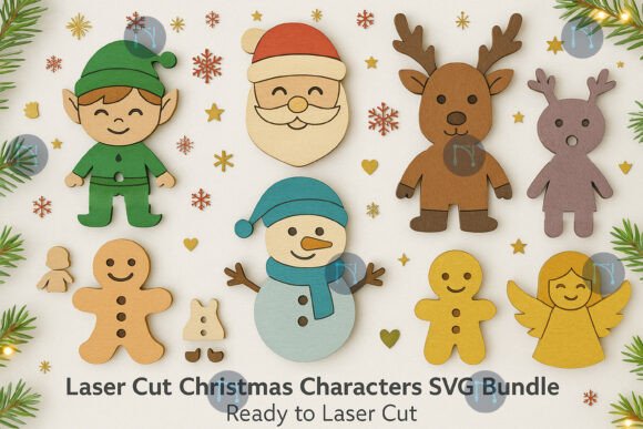 Elevate Holiday Crafts with Laser Cut Christmas Characters SVG Bundle