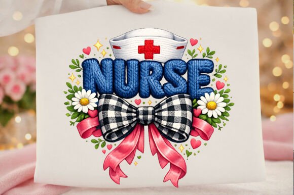 Elevate Your Medical Aesthetic with the Nurse Life Coquette Bow Faux Yarn PNG