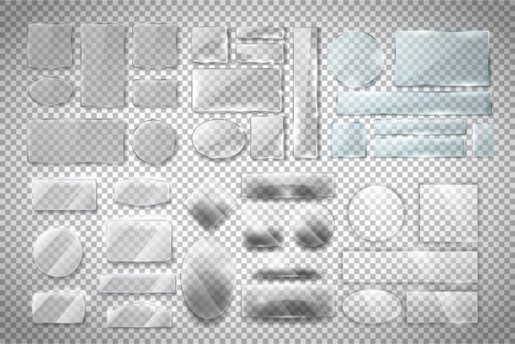 Elevate Your Visuals with a Premium Transparent Glass Banner Clipart Set