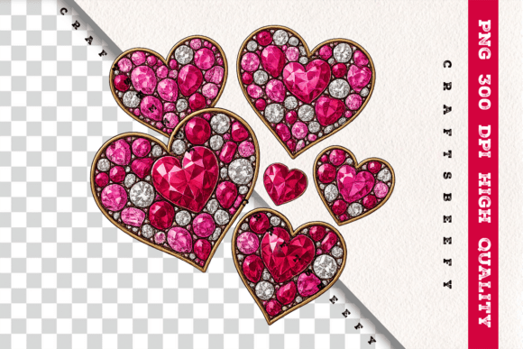 Elevating Digital Romance with Faux Rhinestone Hearts PNG