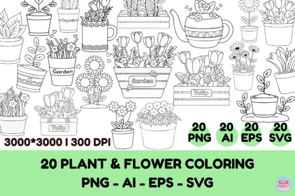 Evaluating the 20 Potted Plant Flower Line Art Bundle for Creative Projects