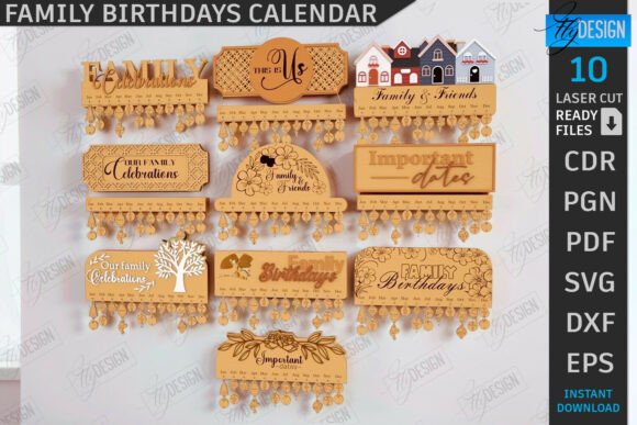 Family Birthdays Calendar Laser Cut Set