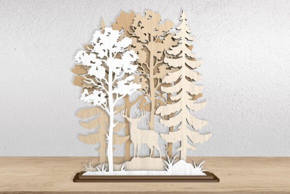 Forest Deer Layered Wood Art: Crafting Serenity Through Depth and Shadow