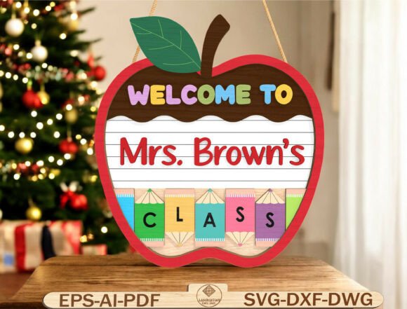 Personalized Teacher Apple Door Sign SVG Guide