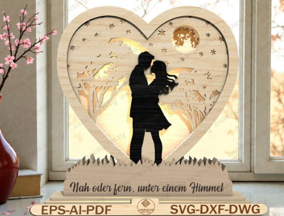 Romantic Couple Laser Cut File: Crafting Meaningful Gifts with Digital Precision