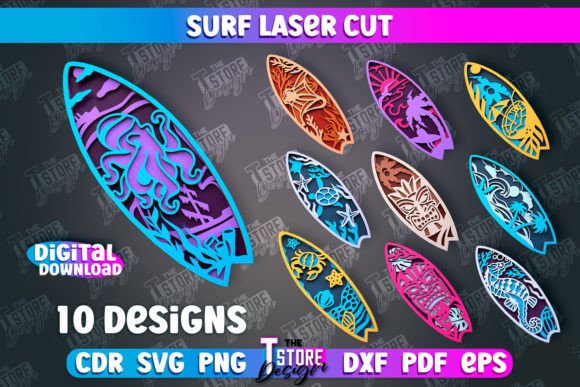 Summer Surf Laser Cut Design Bundle for Creators