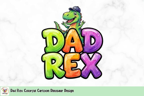 Unleash Creativity with the Dad Rex Colorful Cartoon Dinosaur Design